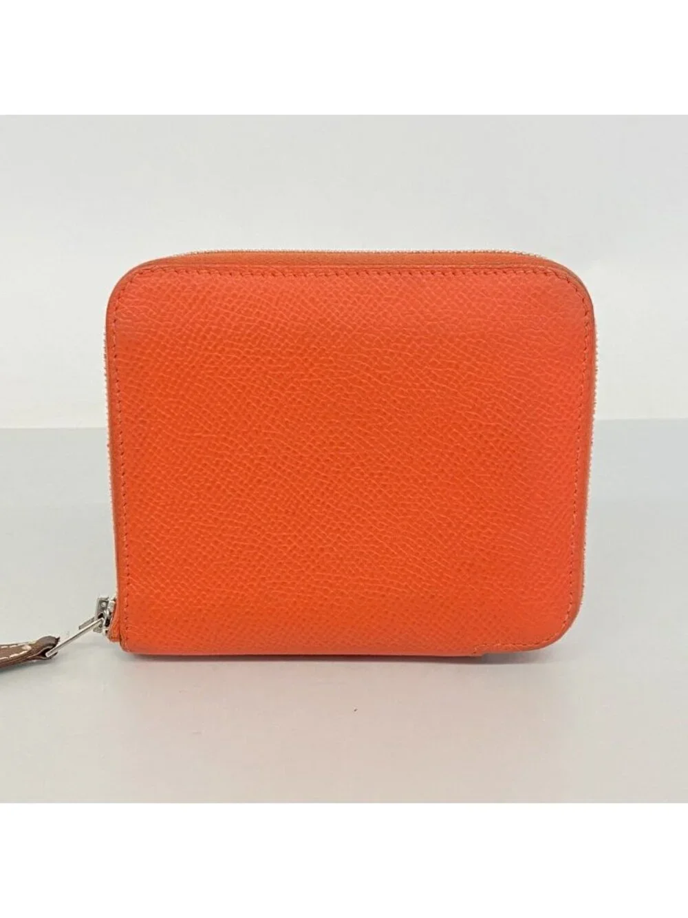 Hermes Coin Case Azap Silk Compact Veau Orange Field Silver